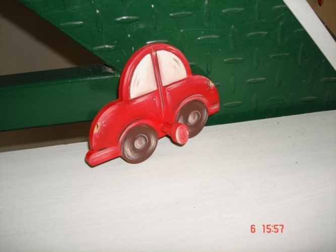 Hand-painted wooden hanger “car”.