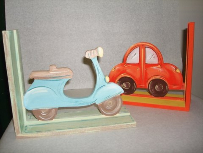 Hand-painted wooden book stand “scooter”.