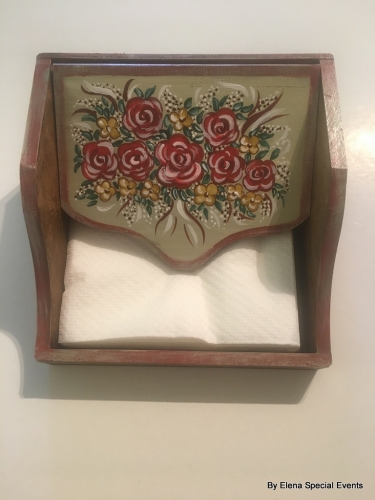 Hand-painted Wooden Napkin Case.