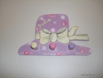 Hand-painted wooden hanger “hat”.